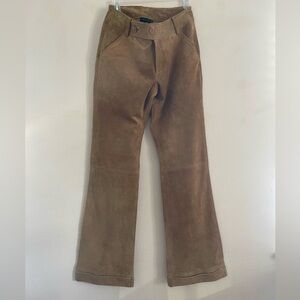 NWT Imitz Suede tan leather bootcut trousers